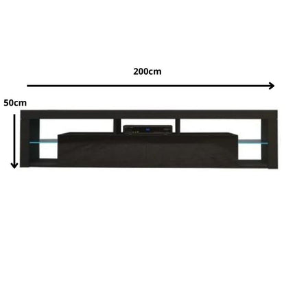 Modern TV Cabinet Living Room Furniture 200cm Black.