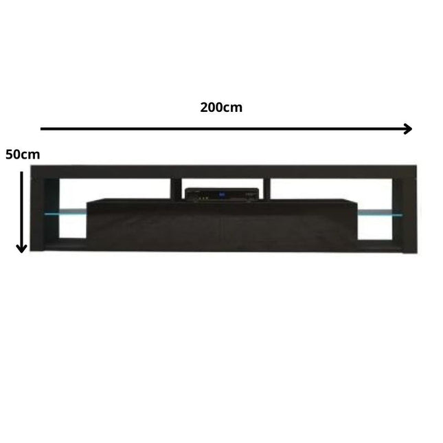 Modern TV Cabinet Living Room Furniture 200cm Black.