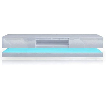 Modern High Gloss LED RGB TV Entertainment Unit with Storage 220cm - White.