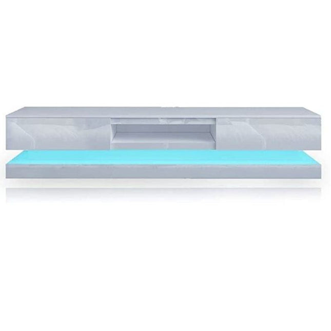 Modern High Gloss LED RGB TV Entertainment Unit with Storage 220cm - White.