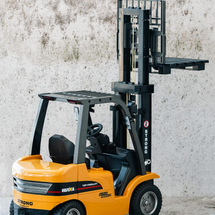1:10 Scale 2.4G 8-Channel Metal Remote Control Forklift Construction Vehicle with Lifting Function & Sound.