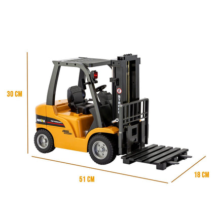 1:10 Scale 2.4G 8-Channel Metal Remote Control Forklift Construction Vehicle with Lifting Function & Sound.