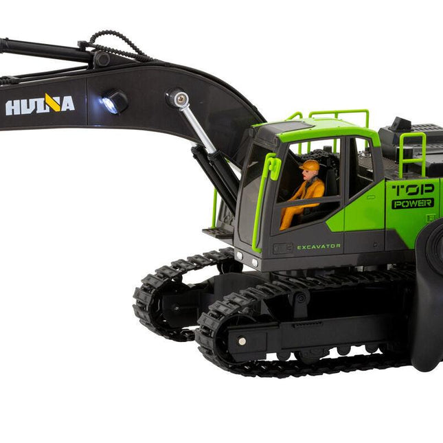 1:18 Scale 13-Channel Alloy Remote Control Excavator Construction Vehicle with Lights, Sound and Steam.