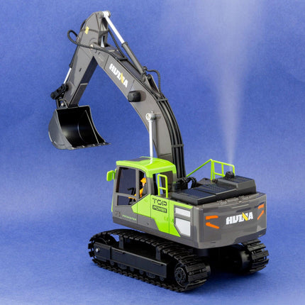 1:18 Scale 13-Channel Alloy Remote Control Excavator Construction Vehicle with Lights, Sound and Steam.