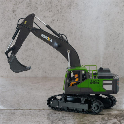 1:18 Scale 13-Channel Alloy Remote Control Excavator Construction Vehicle with Lights, Sound and Steam.