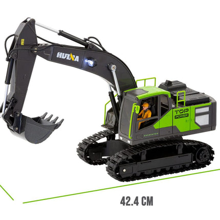 1:18 Scale 13-Channel Alloy Remote Control Excavator Construction Vehicle with Lights, Sound and Steam.