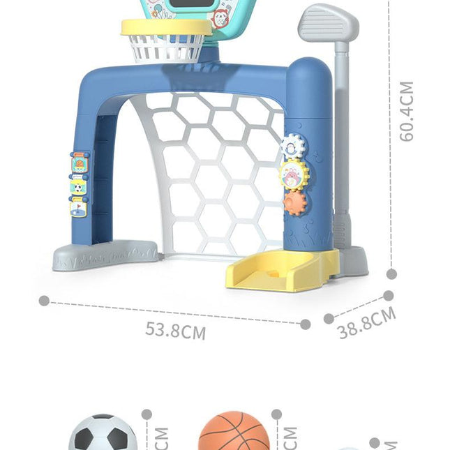 Sports World 3-in-1 Adjustable Indoor basketball, Soccer Goal, and Golf Set.