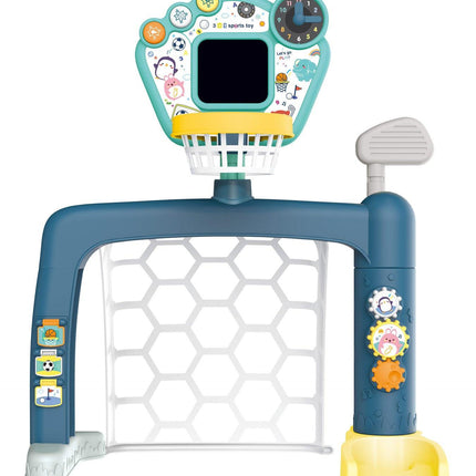 Sports World 3-in-1 Adjustable Indoor basketball, Soccer Goal, and Golf Set.