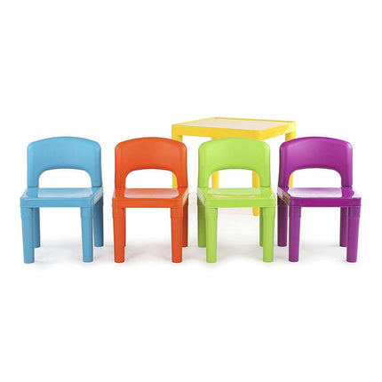 Kids Plastic 5-Piece Table & 4 Chairs Set (Multicoloured).
