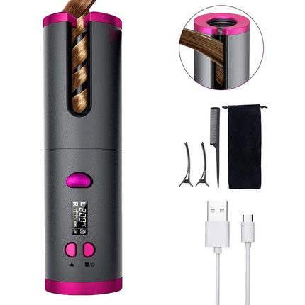 Cordless Ceramic Automatic Hair Curler for Portable Hair Styling.