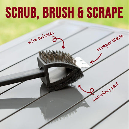 Stainless Steel BBQ Brush and Scraper Blade.