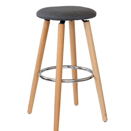 2 Cotton/Steel Modern Padded Barstools (Grey/Wood).