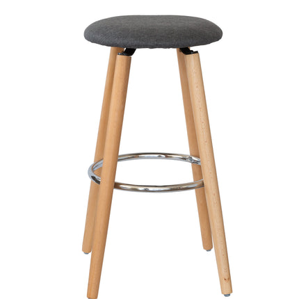 2 Cotton/Steel Modern Padded Barstools (Grey/Wood).