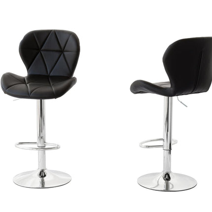 2 Comfortable Bar Stools (Black) w/ Adjustable Height, 90-112cm.