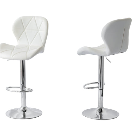 2 Comfortable Bar Stools (White) w/ Adjustable Height, 90-112cm.