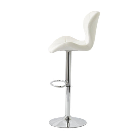 2 Comfortable Bar Stools (White) w/ Adjustable Height, 90-112cm.