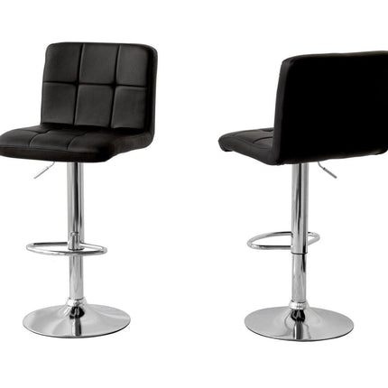 2 Tall Back Paddled Leather Barstools (Black), 90-110cm.