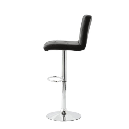 2 Tall Back Paddled Leather Barstools (Black), 90-110cm.