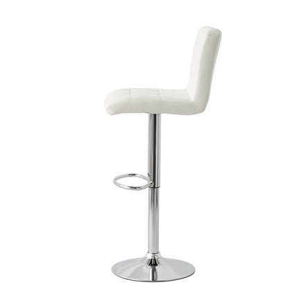 2 Tall Back Paddled Leather Barstools (White), 90-110cm.