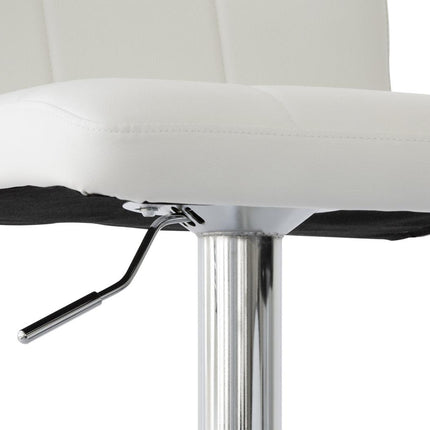2 Tall Back Paddled Leather Barstools (White), 90-110cm.