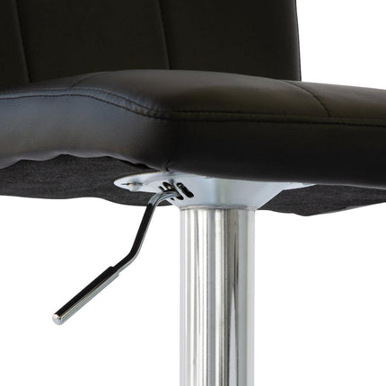 2 Curve Leather Barstools (Black) w/ Adjustable Height, 78-99cm.