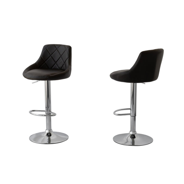 2 Diamond Style Padded Leather Barstools (Black) w/ Adjustable Height.