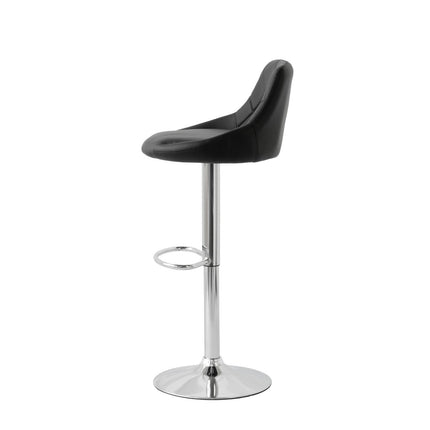 2 Diamond Style Padded Leather Barstools (Black) w/ Adjustable Height.