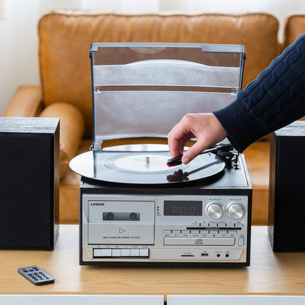 Audio Home Entertainment System (Black) Turntable, CDs, Vinyl, Wireless Streaming & More.