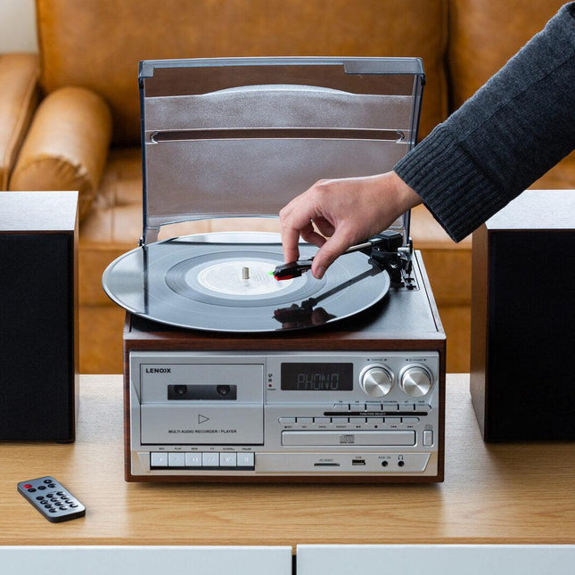 Audio Home Entertainment System (Brown) Turntable, CDs, Vinyl, Wireless Streaming & More.