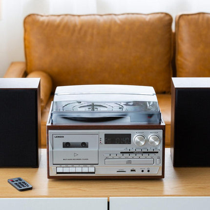 Audio Home Entertainment System (Brown) Turntable, CDs, Vinyl, Wireless Streaming & More.