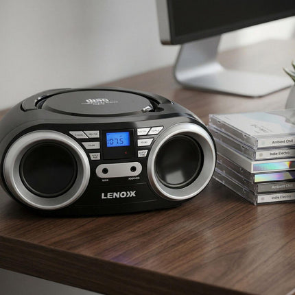 Portable CD Player (Black) 4W Speaker with FM Radio & AUX In.