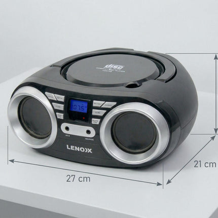 Portable CD Player (Black) 4W Speaker with FM Radio & AUX In.