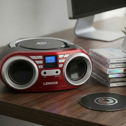 Portable CD Player (Red) 4W Speaker with FM Radio & AUX In.