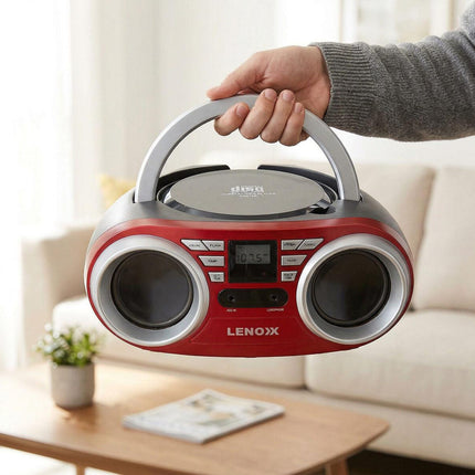 Portable CD Player (Red) 4W Speaker with FM Radio & AUX In.