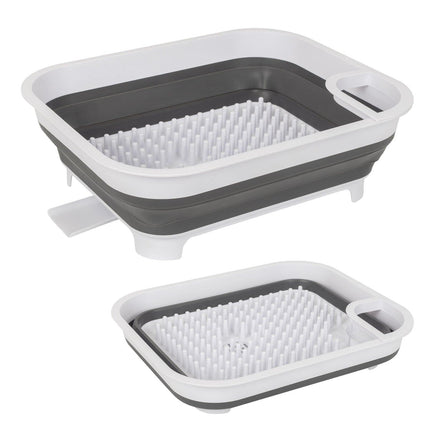 Collapsible Dish Rack with Utensil Section Space-Saving Drying Rack for Compact Kitchens & Camping.