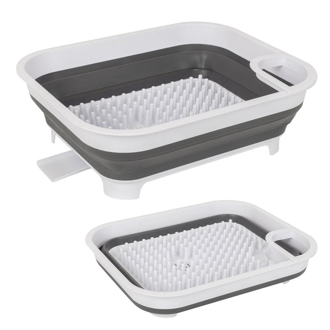 Collapsible Dish Rack with Utensil Section Space-Saving Drying Rack for Compact Kitchens & Camping.