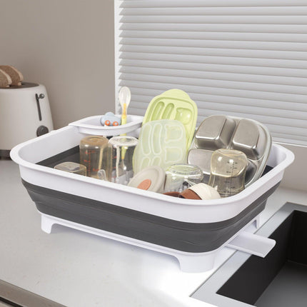 Collapsible Dish Rack with Utensil Section Space-Saving Drying Rack for Compact Kitchens & Camping.