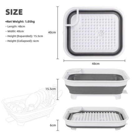 Collapsible Dish Rack with Utensil Section Space-Saving Drying Rack for Compact Kitchens & Camping.