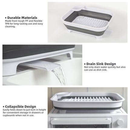 Collapsible Dish Rack with Utensil Section Space-Saving Drying Rack for Compact Kitchens & Camping.