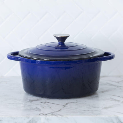 26cm Enamelled Cast Iron French Oven Casserole (4.7L) - Blue.