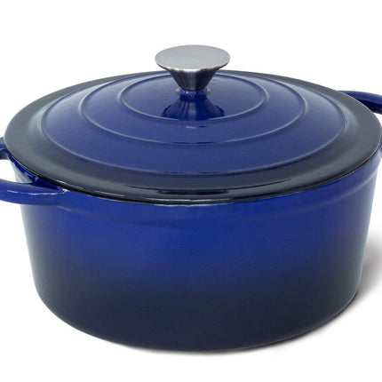 26cm Enamelled Cast Iron French Oven Casserole (4.7L) - Blue.