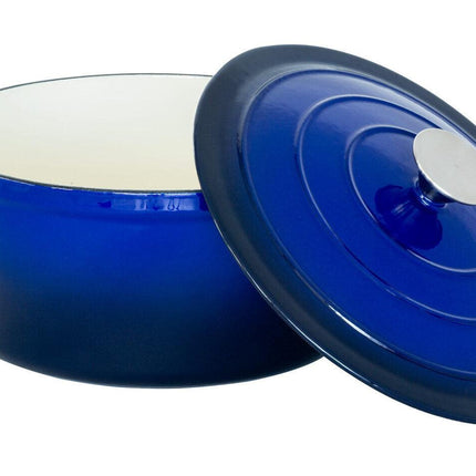 26cm Enamelled Cast Iron French Oven Casserole (4.7L) - Blue.