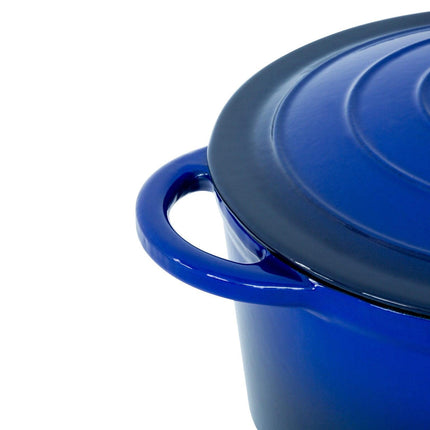26cm Enamelled Cast Iron French Oven Casserole (4.7L) - Blue.