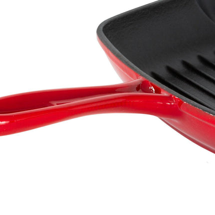 Enamelled Cast Iron Square Grill Pan (44 x 30 x 4.7 cm) - Red.