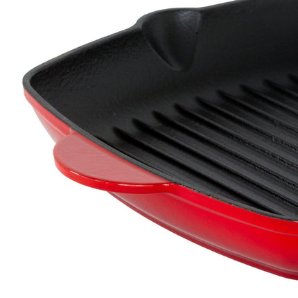 Enamelled Cast Iron Square Grill Pan (44 x 30 x 4.7 cm) - Red.