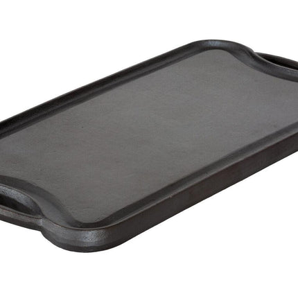 Oil-seasoned Ready to use 50.7x25.8cm Reversible Cast Iron Grill - Black.