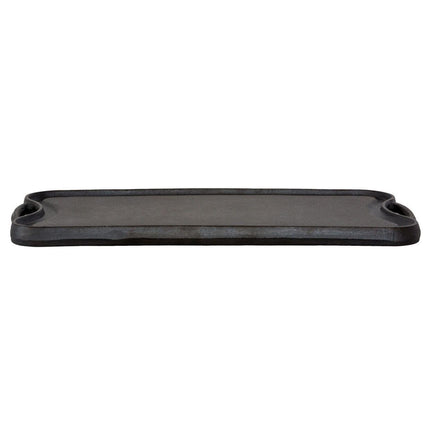 Oil-seasoned Ready to use 50.7x25.8cm Reversible Cast Iron Grill - Black.