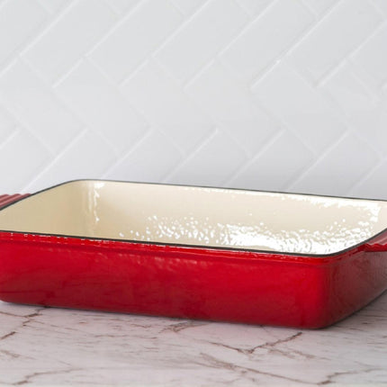 Enamelled Cast Iron 38.5x23cm Rectangular Roaster (3.4L) - Red.
