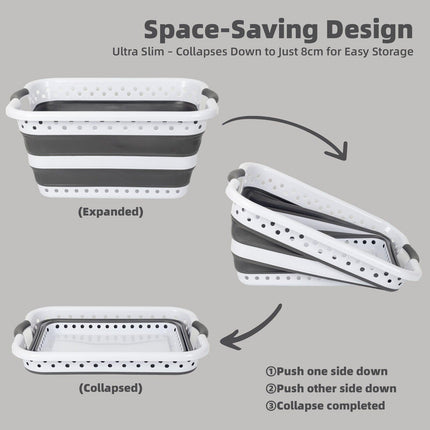 45L Space Saving  Laundry Basket,  Collapsible Hamper for Dorms, RVs, Homes & Garages.