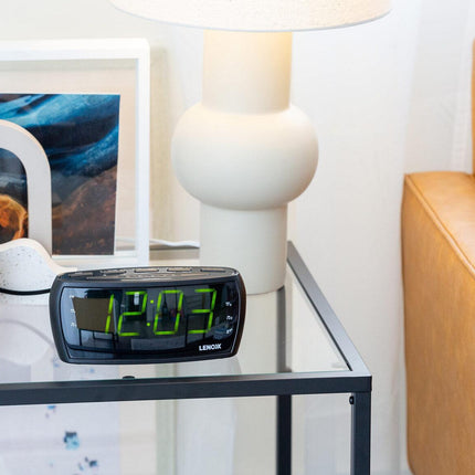 Large Number Alarm Clock & AM/FM Radio, Bold Green LED Time Screen.